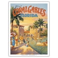 thumbnail image 1 of Visit Coral Gables - Florida - Venetian Pool - Vintage Travel Poster by Kerne Erickson - Master Art Print (Unframed) 9in x 12in, 1 of 4