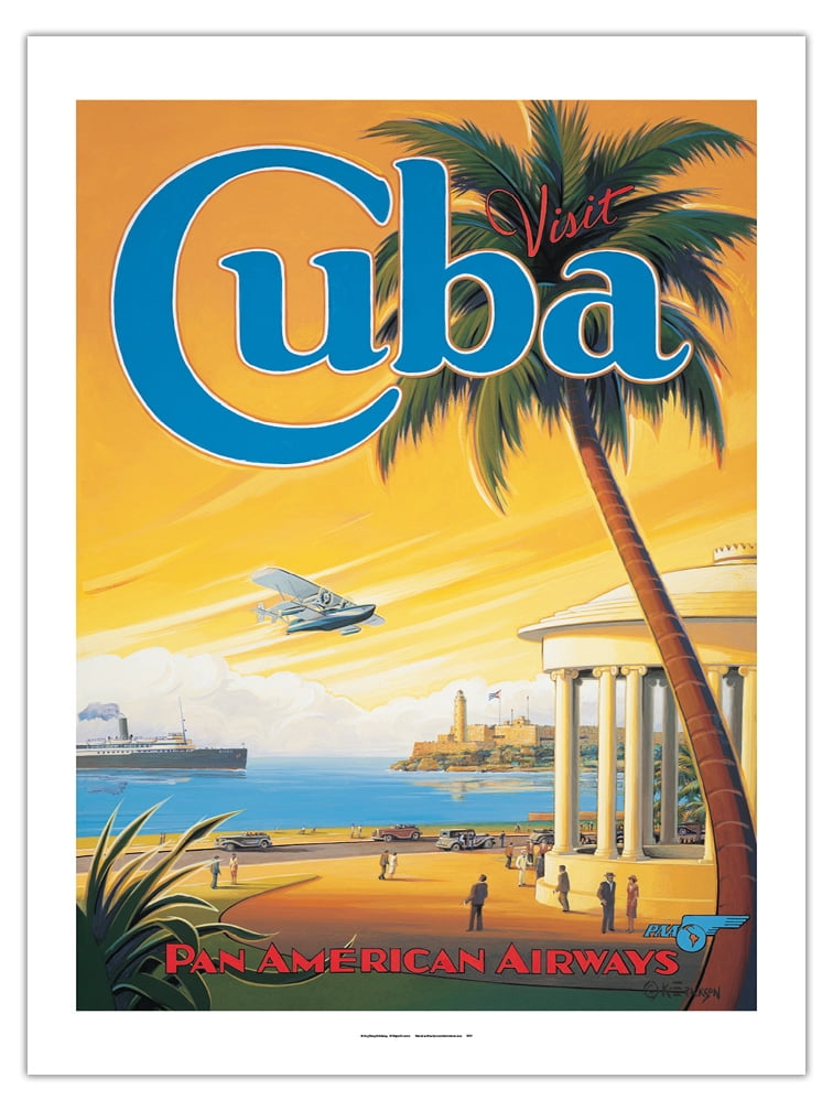 カヴァリーニ　ニューヨークポスター Visit Cuba - Pan American Airways (PAA) - Havana Bay - Morro