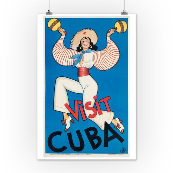 Visit Cuba - (artist: Massaguer) - Vintage Advertisement (12x18 Art Print, Wall Decor Travel Poster)