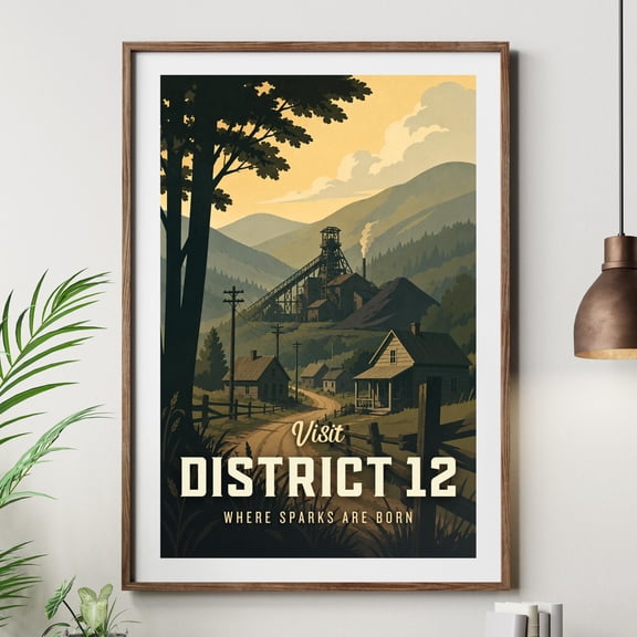 Visit District 12 Print Dystopian Sunrise Reaping Wall Art (Fan Art) Home Decor Office Wall Art