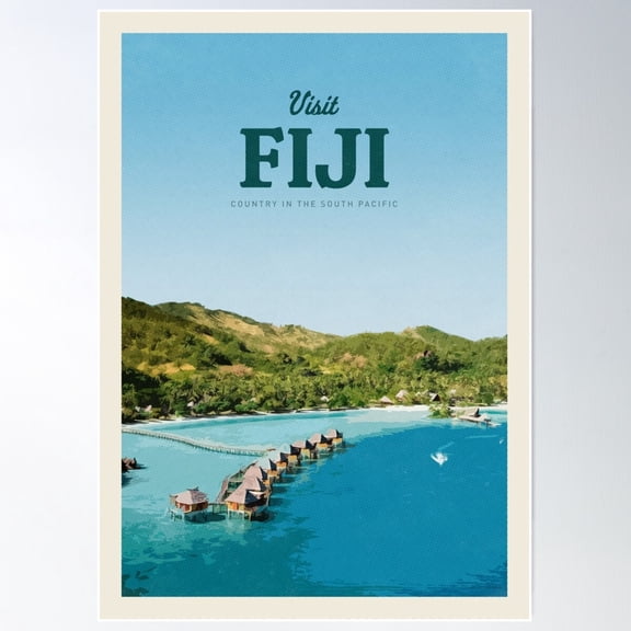 Visit Fiji Poster Wall Art, Modern Wall Decor For Living Room Bedroom, 24x36 UNFRAMED