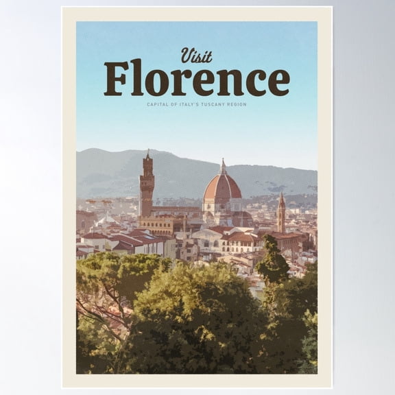 Visit Florence Poster Wall Art, Modern Wall Decor For Living Room Bedroom, 12x18 UNFRAMED