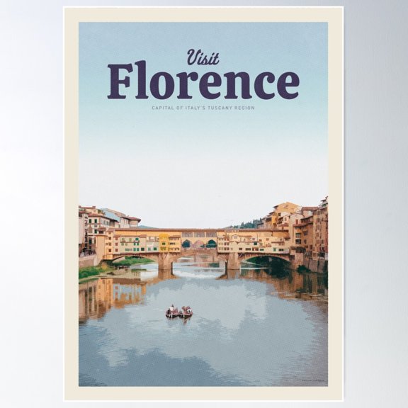Visit Florence Poster Wall Art, Modern Wall Decor For Living Room Bedroom, 24x36 UNFRAMED