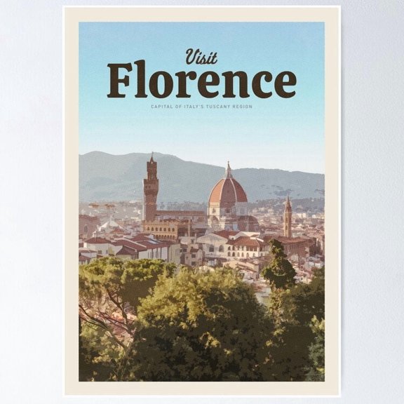 Visit Florence Wall Art Prints For Home Or Office Home Decor Office Wall Art Living Room Decor Paper Poster Only