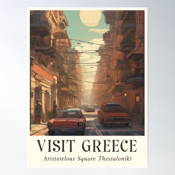 Visit Greece Poster Wall Art, Modern Wall Decor For Living Room Bedroom, 8x12 UNFRAMED