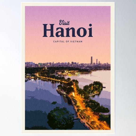 Visit Hanoi Poster Wall Art, Modern Wall Decor For Living Room Bedroom, 24x36 UNFRAMED