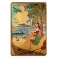thumbnail image 1 of Visit Hawaii - Hawaiian Hula Dancer with Ukulele - Vintage Hawaiian Travel Poster by Rick Sharp - 8 x 12 inch Vintage Wood Art Sign, 1 of 4