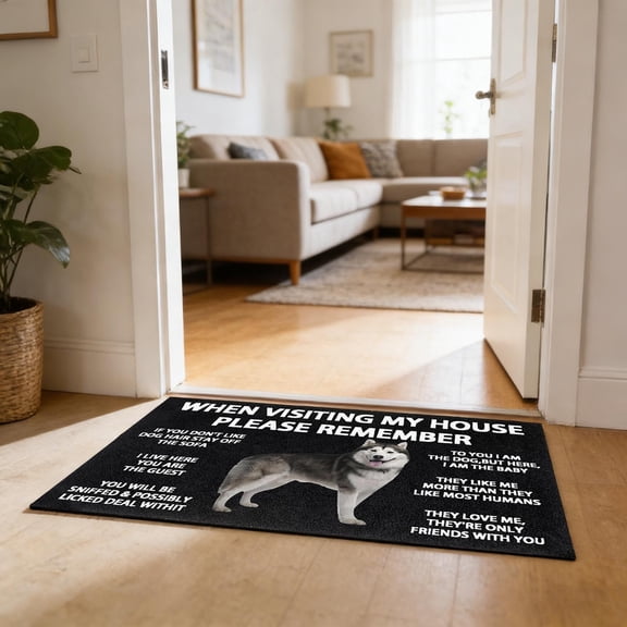 Visit House Please Remember Custom Door Mat Welcome Doormat - Funny Doormat with Dog Photo, Non- Rubber Backing Entrance Rug, House Indoor Outdoor Decor Pet Lover Housewarming Gift