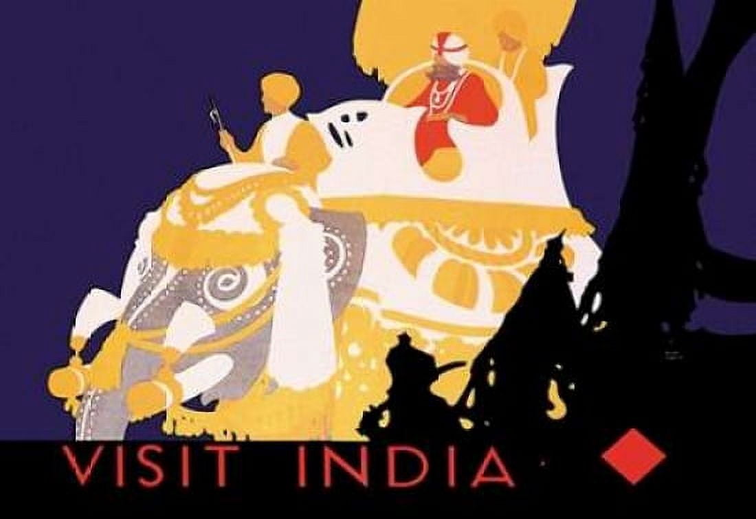 Visit India Canvas Art - Vintage Elephant (24 x 36)