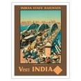 thumbnail image 1 of Visit India - Howrah Bridge Calcutta Indian State Railways - Vintage Railroad Travel Poster by William Spencer Bagdatopoulos c.1930 - Fine Art Matte Paper Print (Unframed) 20x26in, 1 of 4