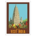 thumbnail image 1 of Visit India - Mahabodhi Temple in Bodh Gaya - Bihar India - Vintage Travel Poster by W. S. Bylityllis c.1950s - Fine Art Matte Paper Print (Unframed) 24x32in, 1 of 4