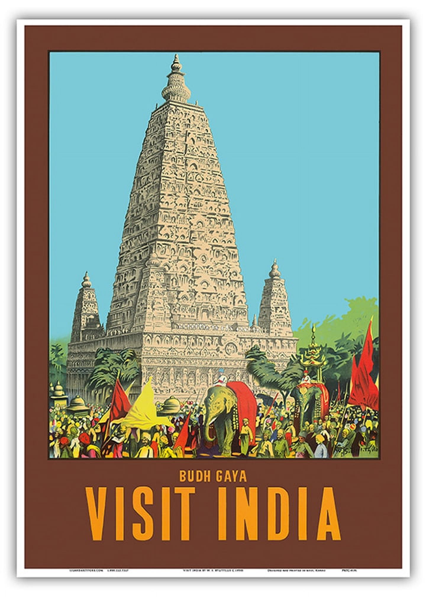 Visit India Mahabodhi Temple in Bodh Gaya Bihar India Vintage