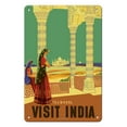thumbnail image 1 of Visit India - The Taj Mahal - Vintage Travel Poster c.1950s - 8 x 12 inch Vintage Metal Tin Sign, 1 of 4