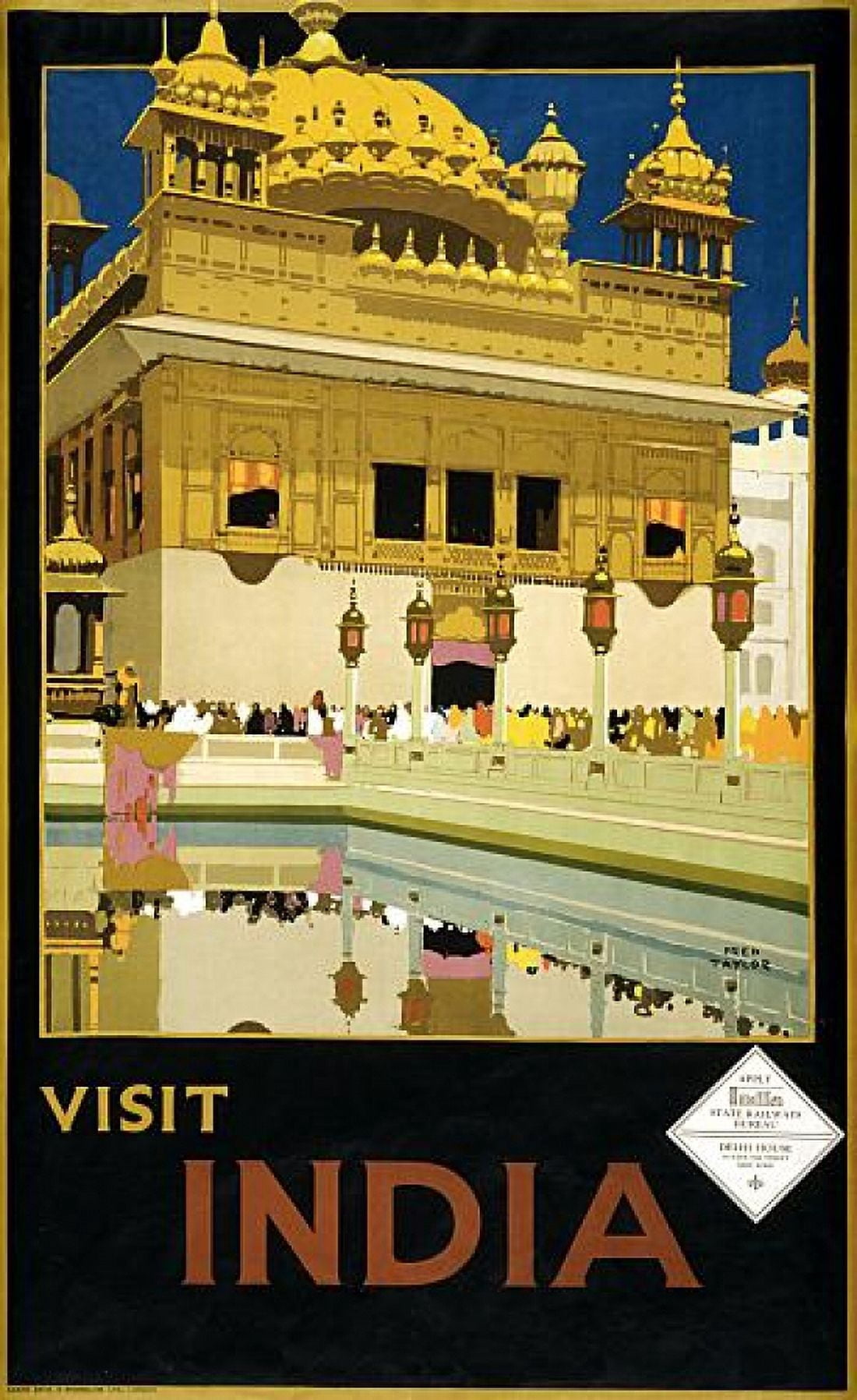 Visit India Vintage Travel Canvas Art - (24 x 36)