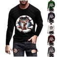 thumbnail image 1 of Visit the JURANMO Store Comfy T Shirts for Men Big and Tall Long Sleeve Casual Fall Tees Snowflake Print Crew Neck Tee Tops Christmas Clothes Wine XXXL, 1 of 6