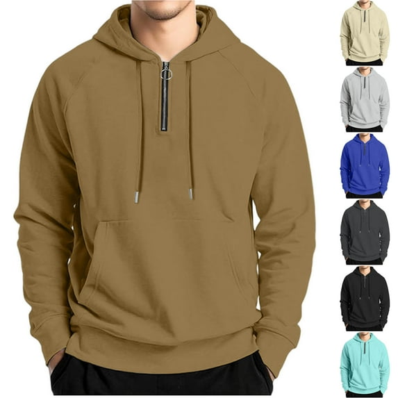 Visit the JURANMO Store Fall Hoodie Sweatshirts for Men 1/4 Zip Long Sleeve Pullover Sweatshirt Drawstring Loose Fit Solid Casual Hoodies with Pocket Gray XXL