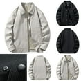 thumbnail image 1 of Visit the JURANMO Store Men's Big and Tall Corduroy Jackets Lapel Long Sleeve Button Down Casual Jacket Loose Fit Solid Fall Outerwear with Pockets Gray XXXL, 1 of 5