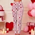 thumbnail image 1 of Visit the JURANMO Store Women's Casual Tight Pants Ankle Length High Waist Yoga Sport Leggings Soft Stretch Gym Running Tights Heart Print Valentines Legging Pink M, 1 of 10