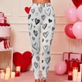 thumbnail image 1 of Visit the JURANMO Store Womens Stretch Yoga Pants Heart Print High Waist Gym Workout Leggings Buttery Soft Casual Spring Tight Pant Valentine Day Gifts White L, 1 of 10