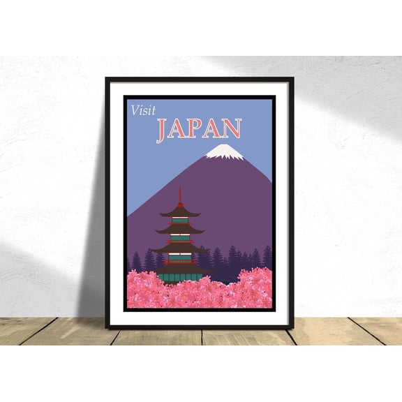 Visit Japan Travel Retro Vintage Home Decor Culture Inspiration, Unframed Canvas 8x10in