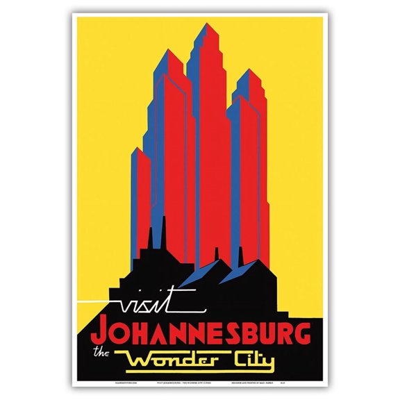 Visit Johannesburg South Africa The Wonder City - Vintage Travel Poster c.1930s - Master Art Print (Unframed) 13in x 19in