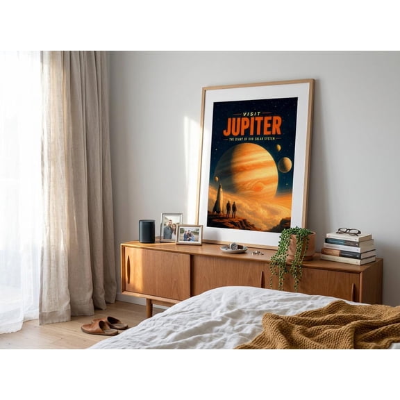 Visit Jupiter Retro Travel Poster Space Poster SciFi , Poster Print Only
