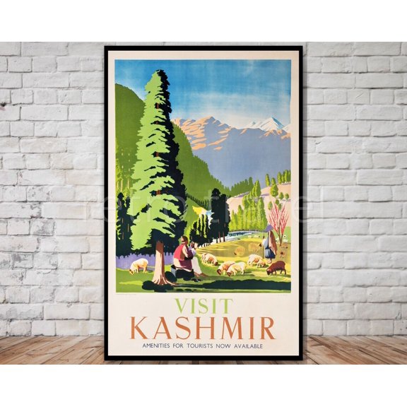 Visit Kashmir Travel Poster, Unframed Paper Poster 8x10in