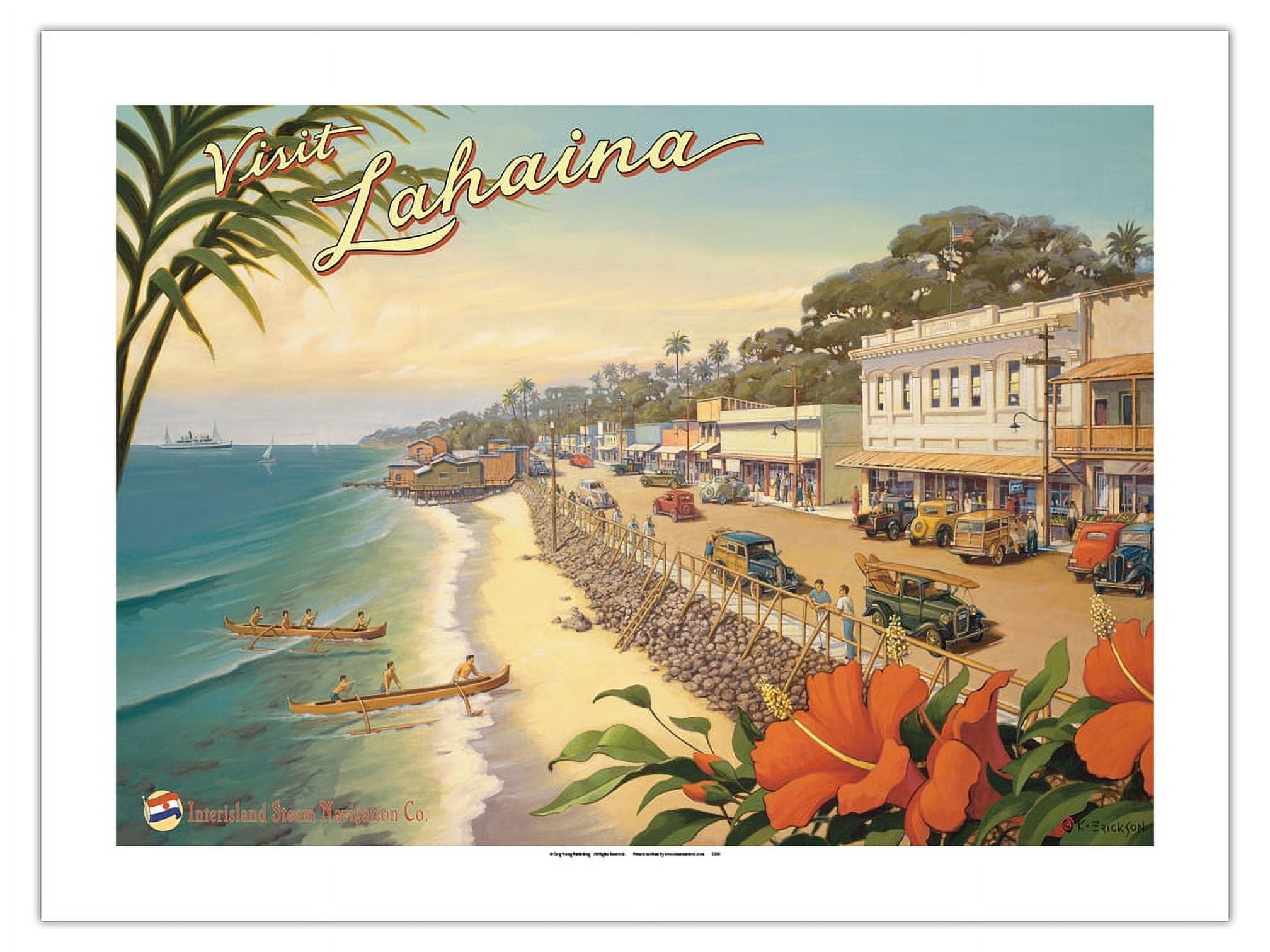 Visit Lahaina - Maui Hawaii - Vintage Hawaiian Travel Poster by