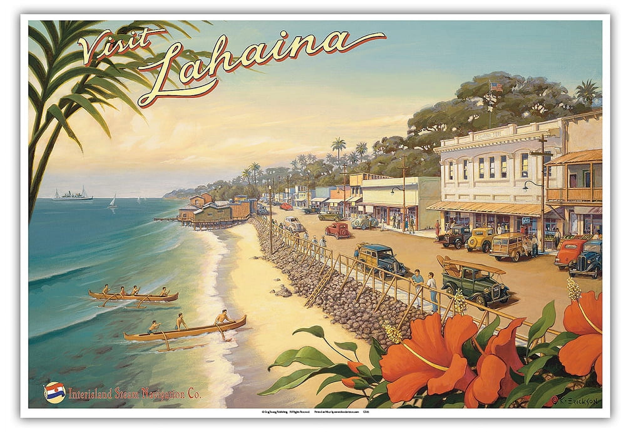 Vintage Florida Wall Art Vintage Lahaina Maui Travel Poster Print
