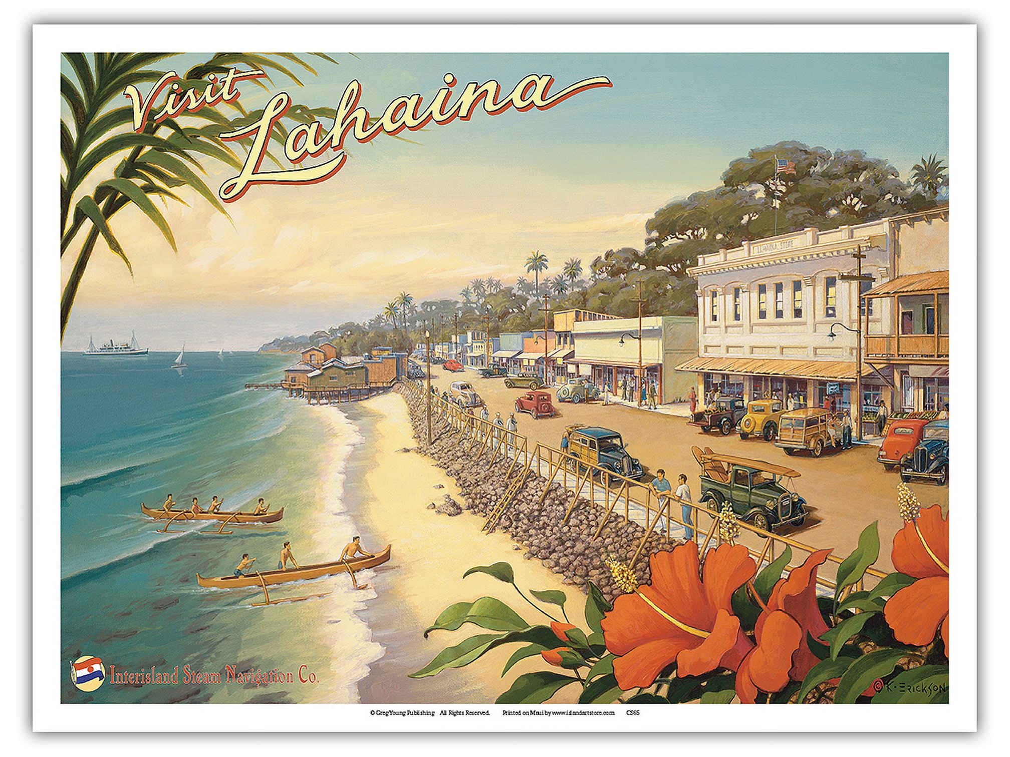 Visit Lahaina - Maui Hawaii - Vintage Hawaiian Travel Poster by