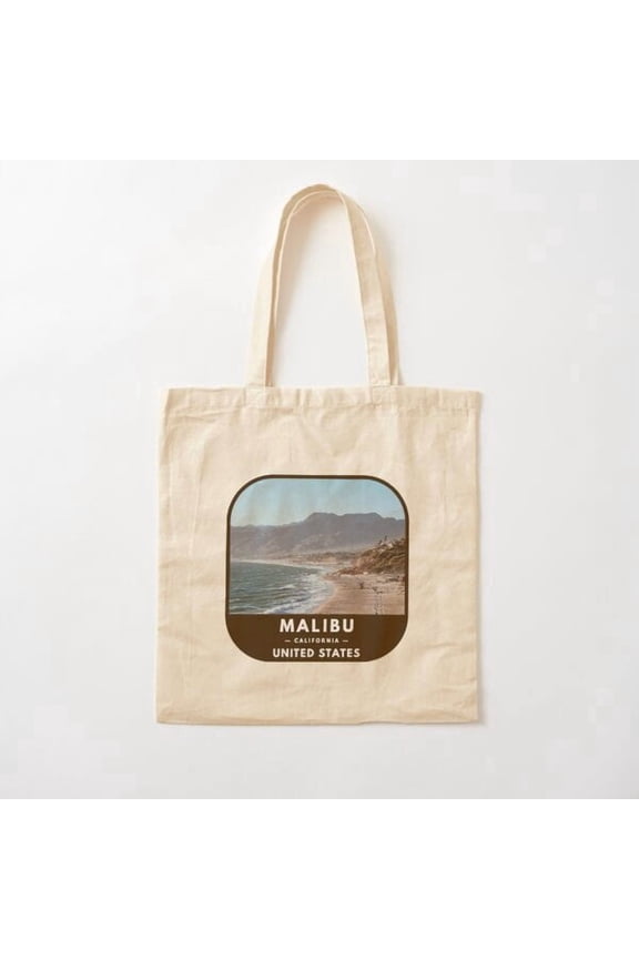Visit Malibu, United States Canvas Tote Bags, Reusable Shopping Bag