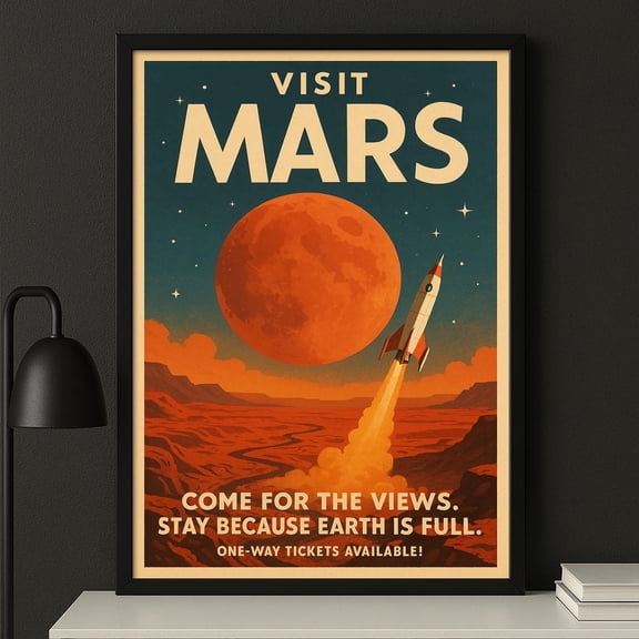 Visit Mars Retro Space Travel Unframed Paper Print
