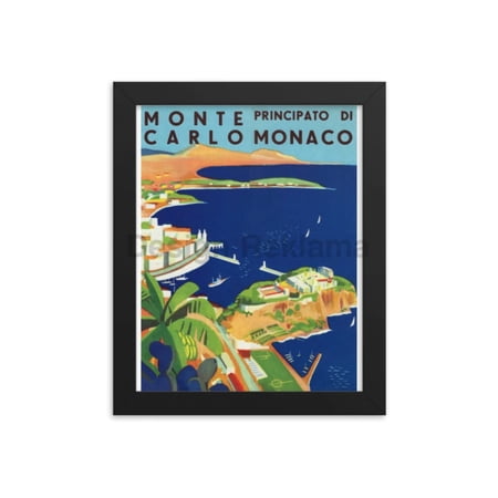 Visit Monte Carlo, Principality of Monaco circa 1936. Framed Vintage Travel Poster