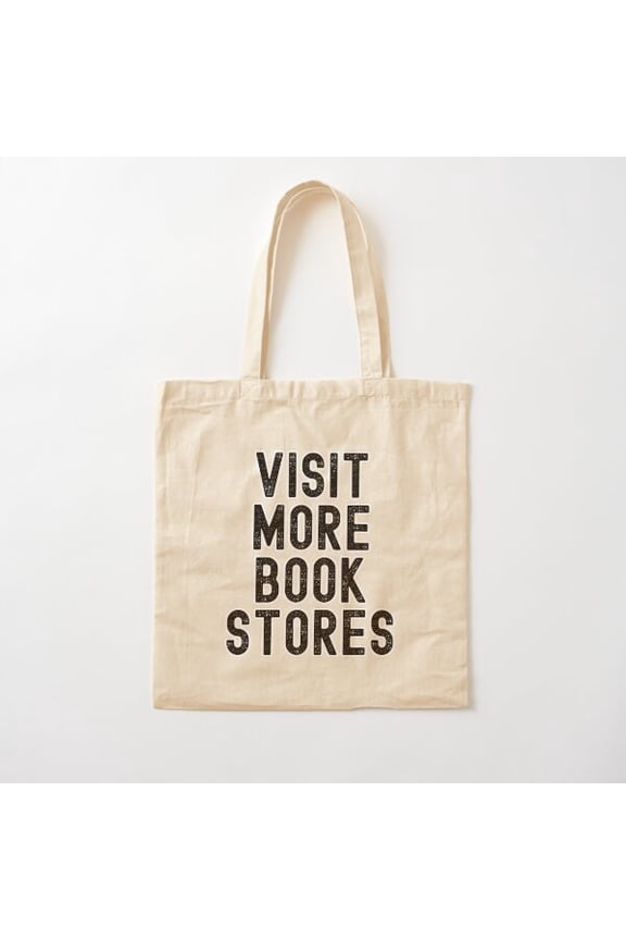 Visit More Bookstores Canvas Tote Bags, Reusable Shopping Bag