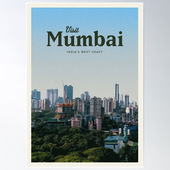 Visit Mumbai Poster Wall Art, Modern Wall Decor For Living Room Bedroom, 12x18 UNFRAMED