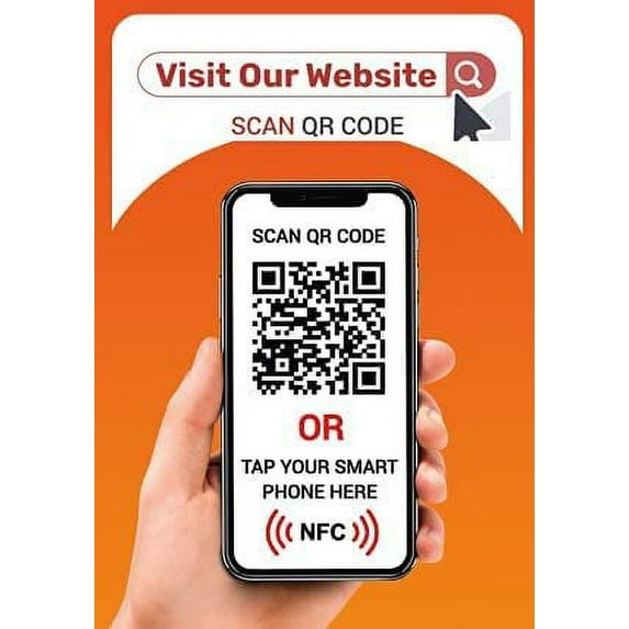 Visit Our Website Sticker - QR Code and NFC Tag - Promote Your Business - Two-Sided Storefront Window Decal