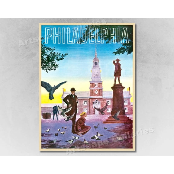 Visit Philadelphia Vintage 1960s Travel, Unframed Poster