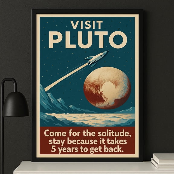 Visit Pluto Retro Space Travel Unframed Paper Print
