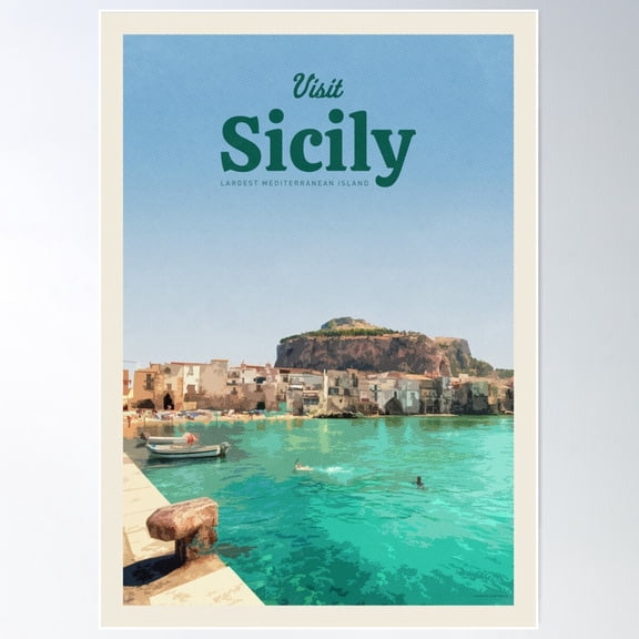 Visit Sicily Poster Wall Art, Modern Wall Decor For Living Room Bedroom, 8x12 UNFRAMED