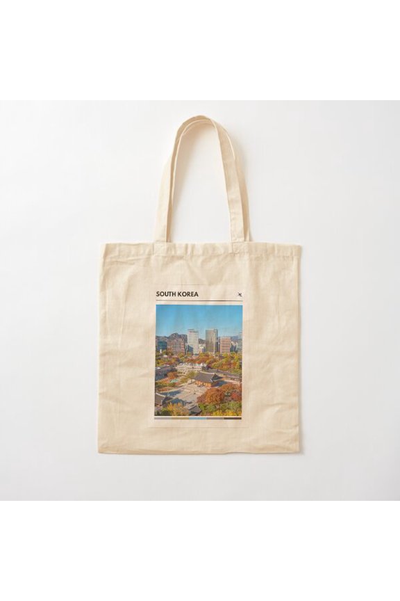 Visit South Korea (Travel The World) Canvas Tote Bags, Reusable Shopping Bag
