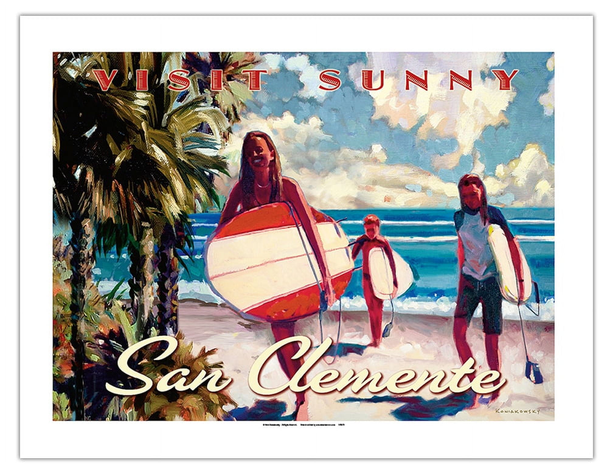 サバンナの夕陽　キャンバス Visit Sunny San Clemente California - Young Surfers on the