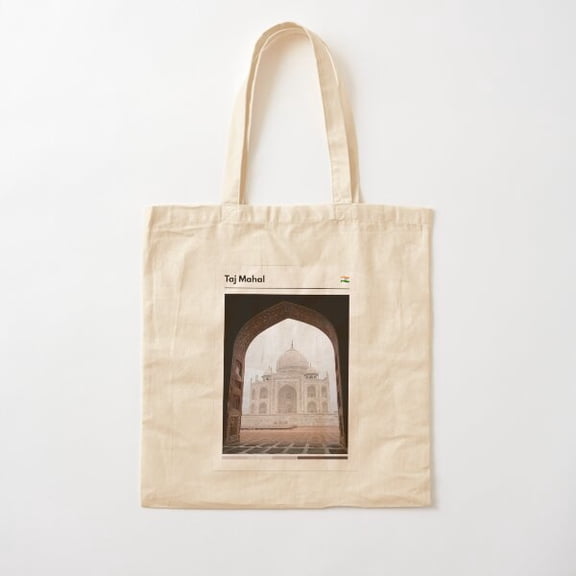 Visit Taj Mahal, India (Travel The World) Canvas Tote Bags, Reusable Shopping Bag