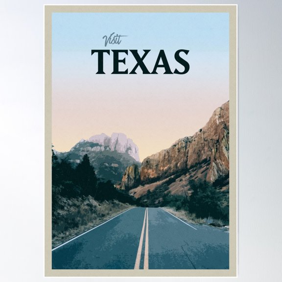 Visit Texas Poster Wall Art, Modern Wall Decor For Living Room Bedroom, 24x36 UNFRAMED