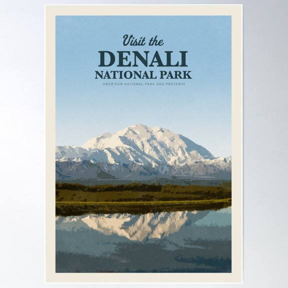 Visit The Denali National Park Poster Wall Art, Modern Wall Decor For Living Room Bedroom, 16x24 UNFRAMED