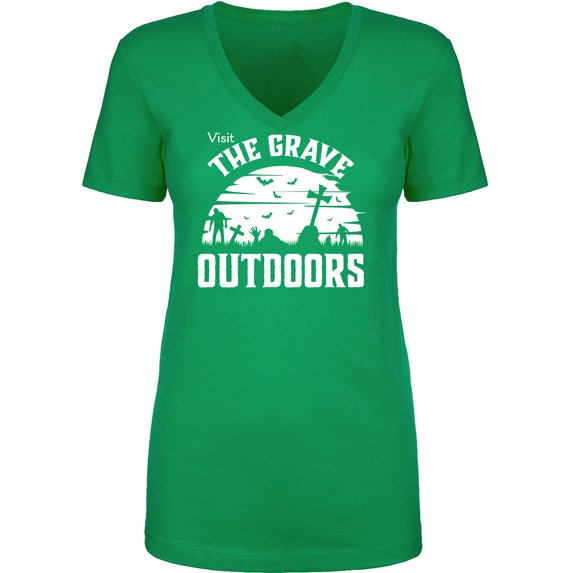 Visit The Grave Outdoors Womens V-Neck T-Shirt