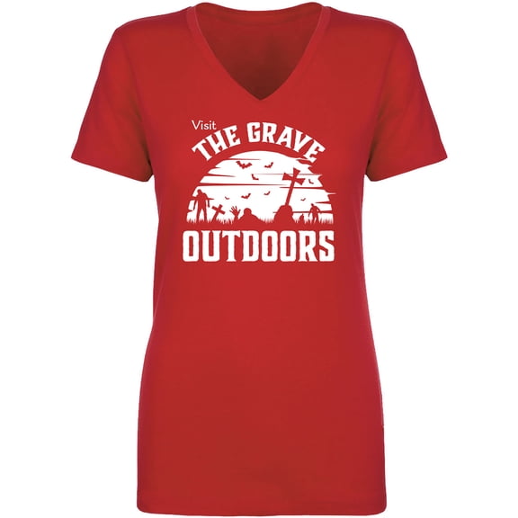 Visit The Grave Outdoors Womens V-Neck T-Shirt