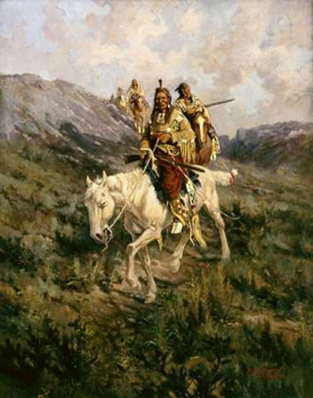 Visit To Another Tribe Canvas Art - Edgar Samuel Paxson (24 x 30)