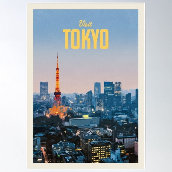 Visit Tokyo Poster Wall Art, Modern Wall Decor For Living Room Bedroom, 24x36 UNFRAMED