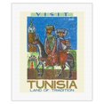 thumbnail image 1 of Visit Tunisia - Land of Traditions - North Africa - Vintage Travel Poster by Hatem El Mekki c.1954 - Fine Art Rolled Canvas Print 16in x 20in, 1 of 4