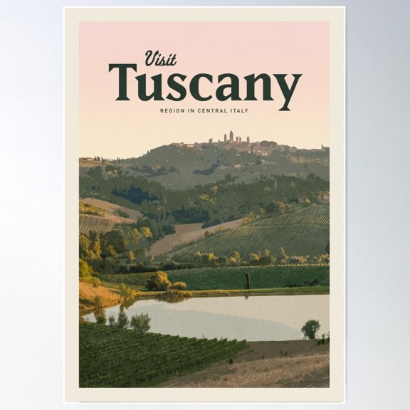 Visit Tuscany Poster Wall Art, Modern Wall Decor For Living Room Bedroom, 8x12 UNFRAMED